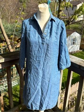 Beach Lunch Lounge Blue Denim Chambray Dress Women’s Size XS